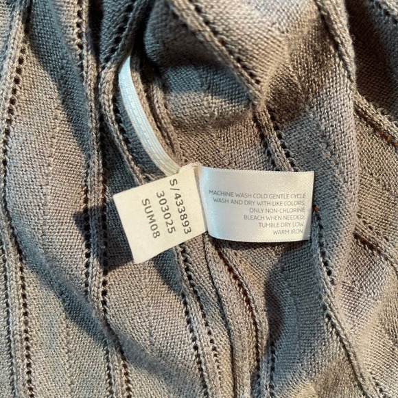 Vintage Gray Ribbed Knit Tie Waist Scalloped Hem Cardigan Sweater Small Y2K 90s - Picture 16 of 16